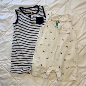 Set of two sleeveless shortie one piece outfits